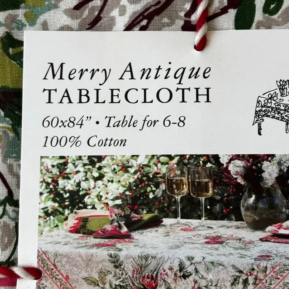 NWT April Cornell tablecloth in Merry Antique pattern 100% cotton cottage chic
